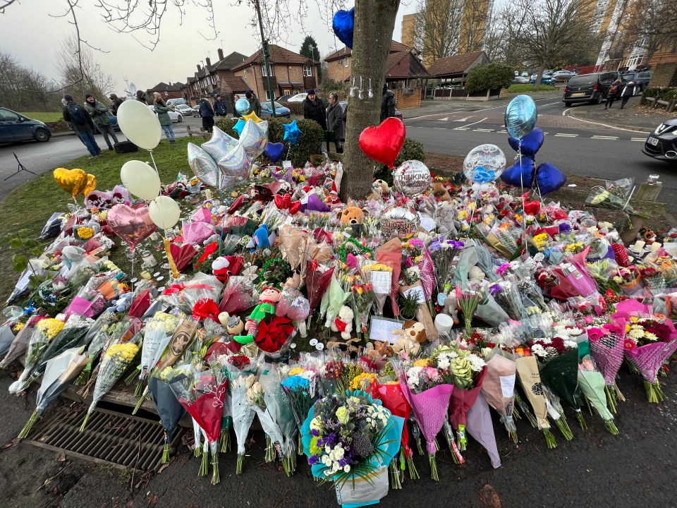 A mountain of flowers, balloons and teddies have been left for the youngsters