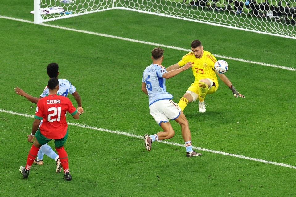 Unai Simon made a crucial save to deny Walid Cheddira