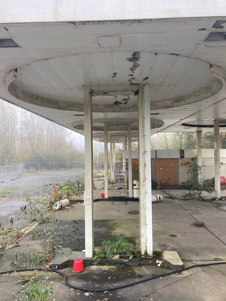 The forecourt has been ripped up