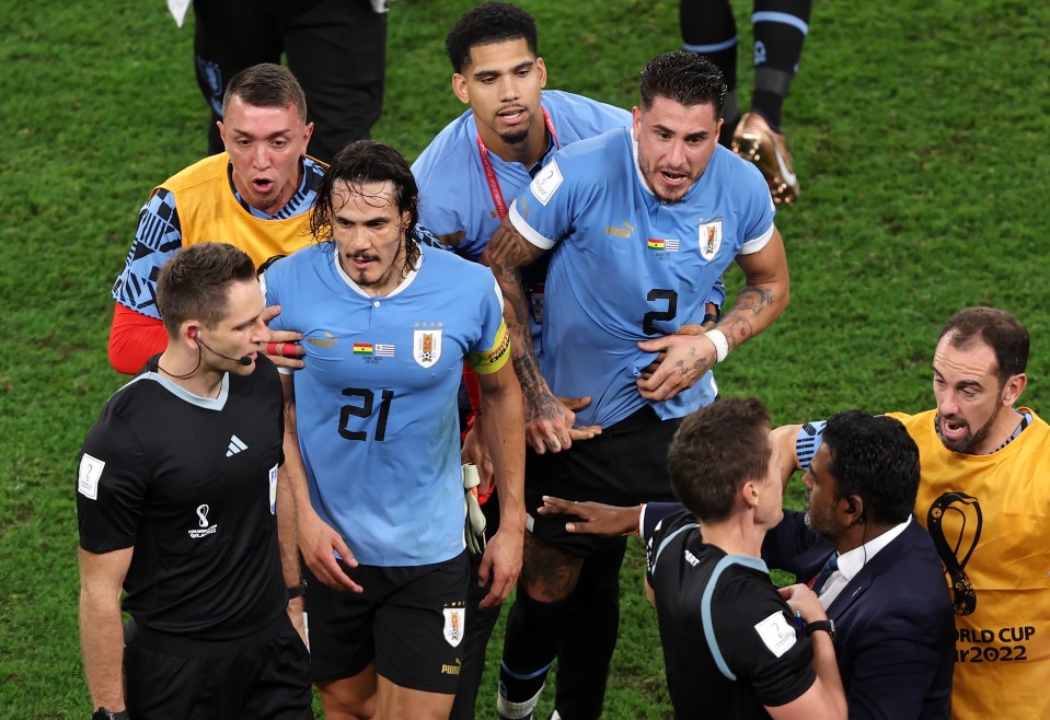 Uruguay players raged at the ref after they were knocked out