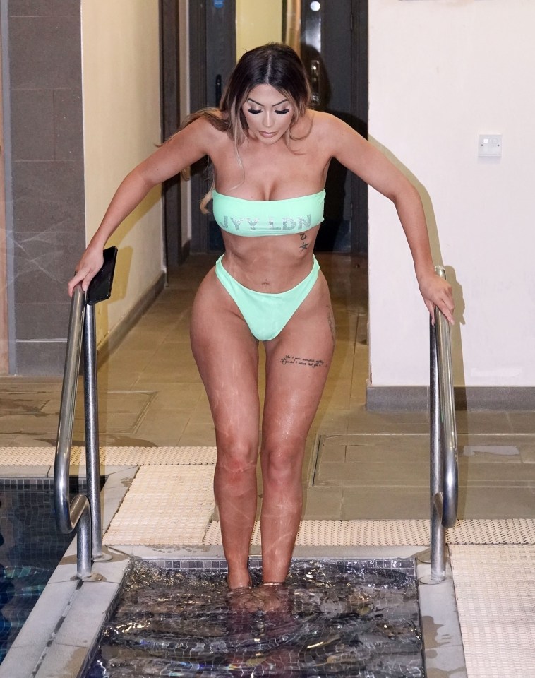 Geordie Shore star Chloe Ferry revealed her thigh tattoo while posing in a bikini