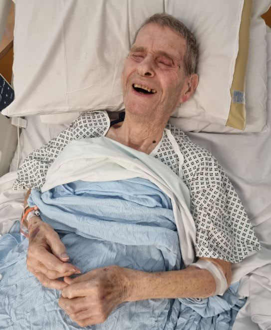 Melvyn Ryan, 89, had to be taken to hospital strapped to a plank in the back of a van due to a lack of ambulances in Wales