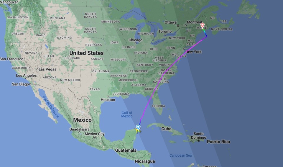 The plane diverted to Maine, US, five hours after leaving Cancun bound for Manchester