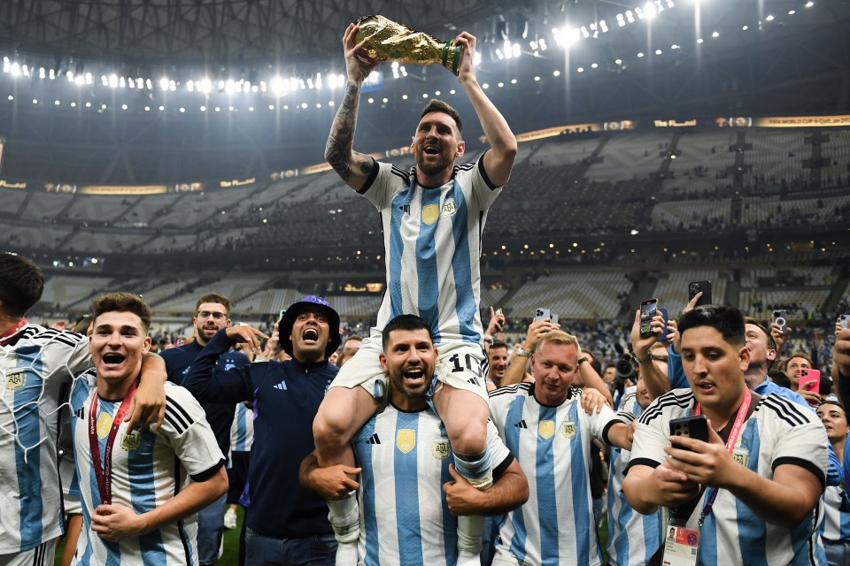 Sergio Aguero lifted Lionel Messi on his shoulders after the match