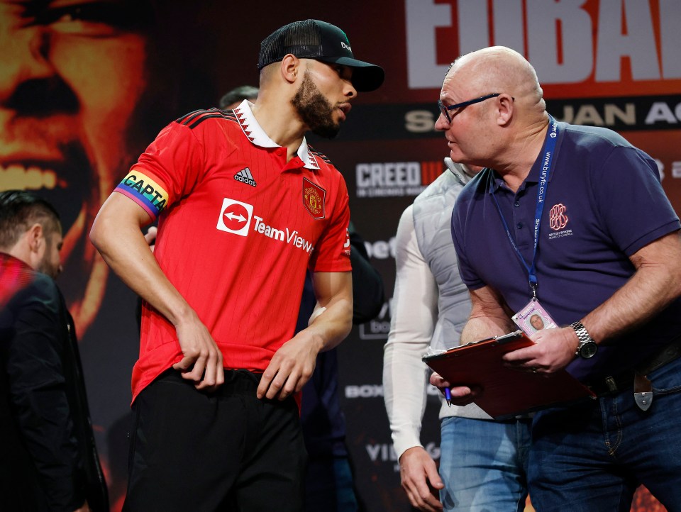 Eubank Jr donned a rainbow armband along with a Manchester United kit during Friday's weigh-ins