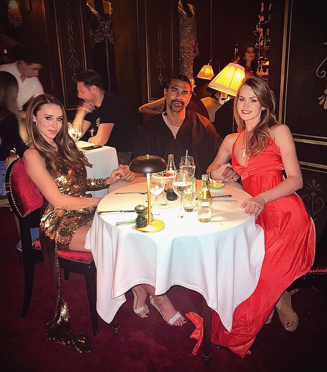 Una Healy, David Haye and Sian Rose held hands around the dinner table during the getaway