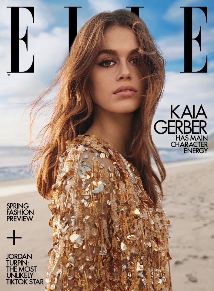 Kaia covers the February issue of Elle magazine