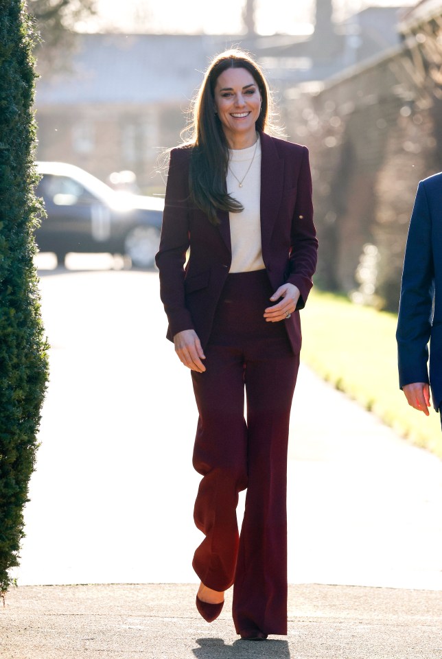 Princess Kate look delightful in burgundy as she headed out on her royal duties today