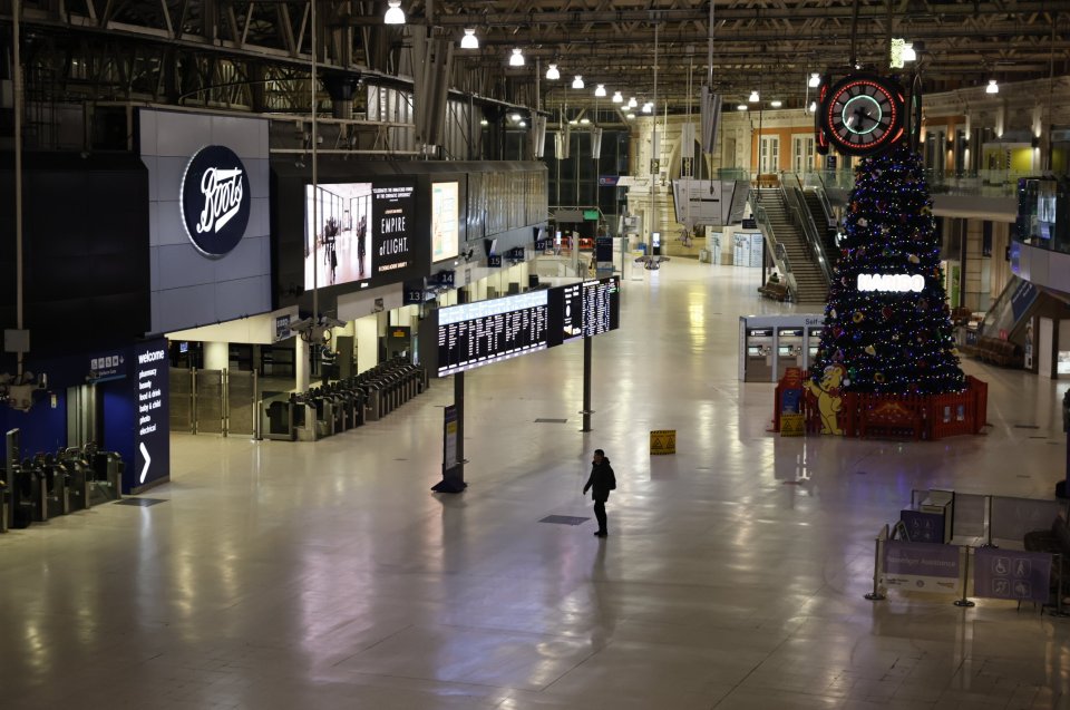 The train strikes have also badly affected travel - London's Waterloo station was deserted this morning