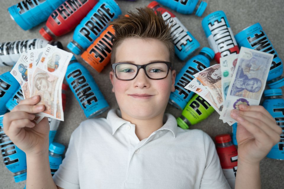 Charlie Smith, 10, has been making money selling his empty Prime bottles