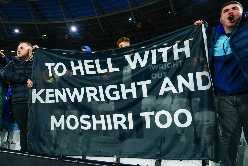 Everton fans have held numerous banners up protesting the ownership