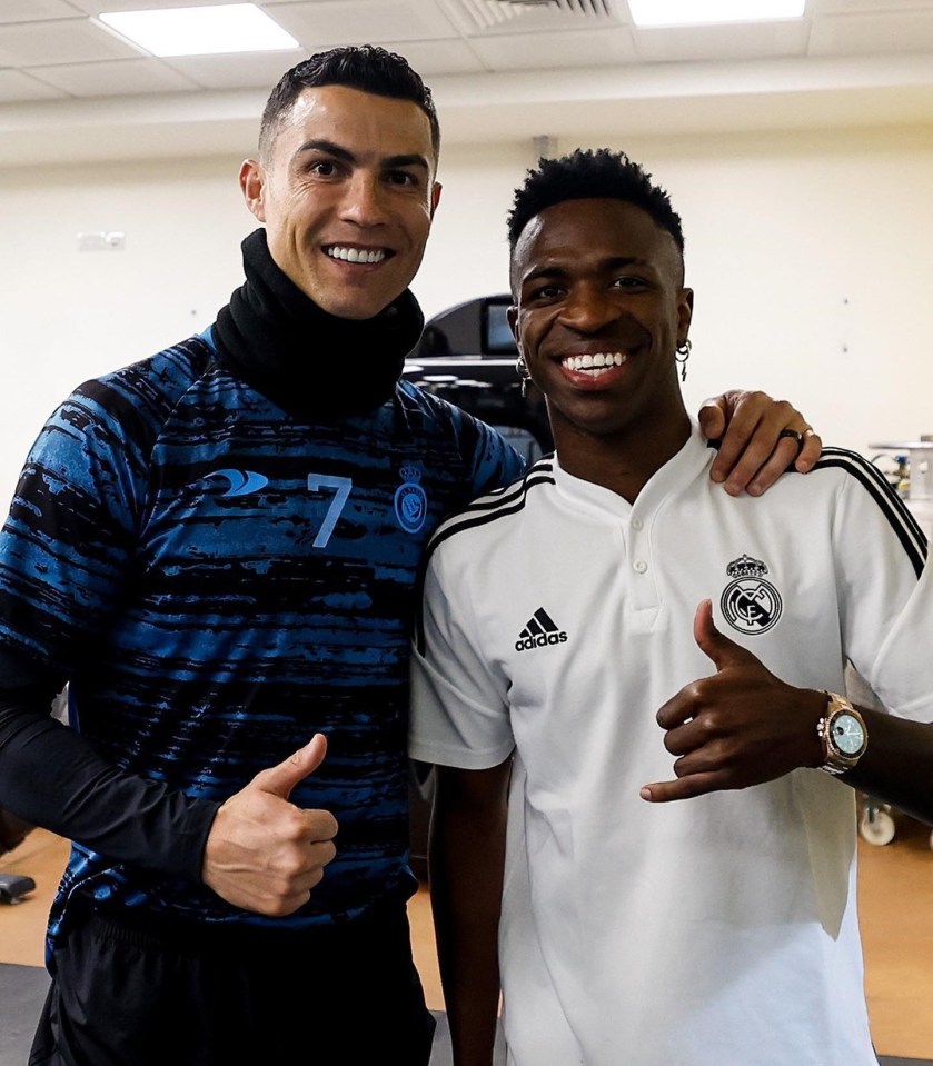 Cristiano Ronaldo greeted Real's Brazilian attacker Vinicius Junior