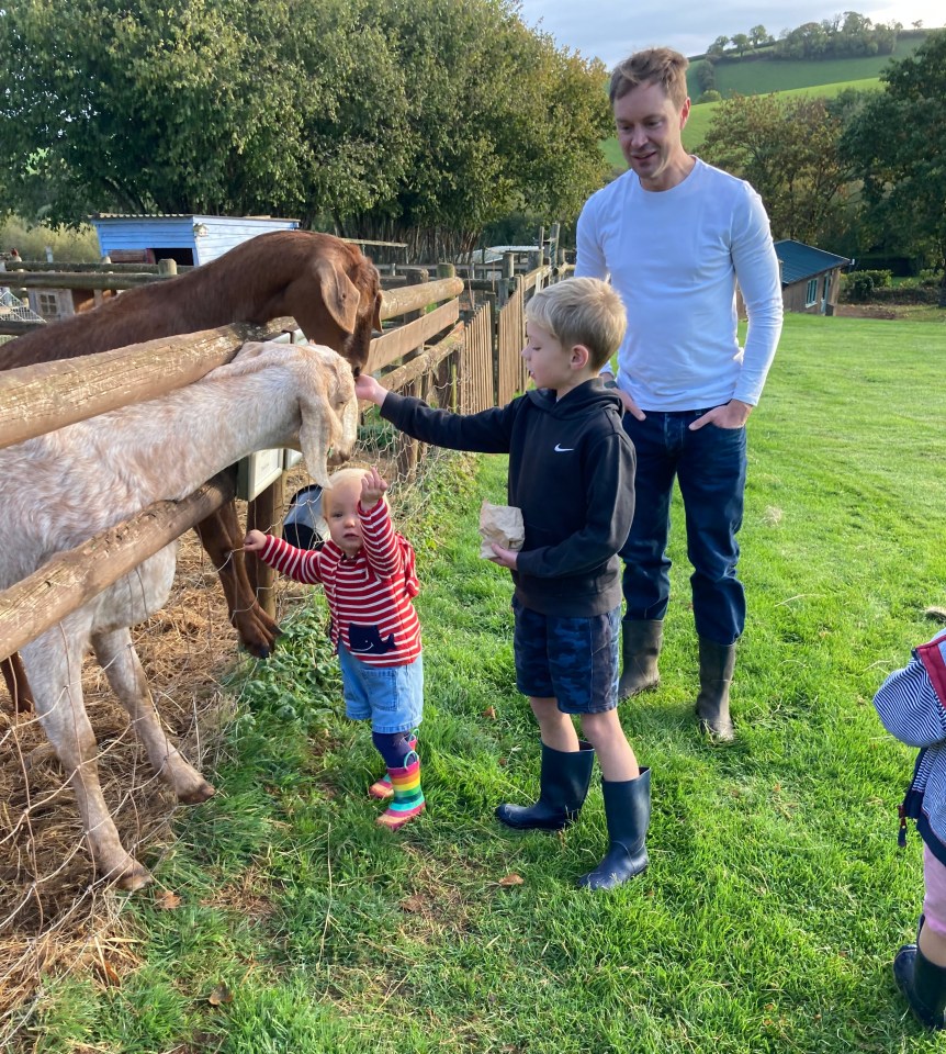 Caroline Iggulden's children get up close and personal to animals at feeding time