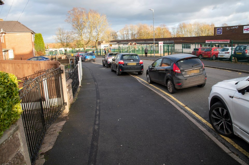 Parking outside the school on Harrowby Road, Stoke-on-Trent