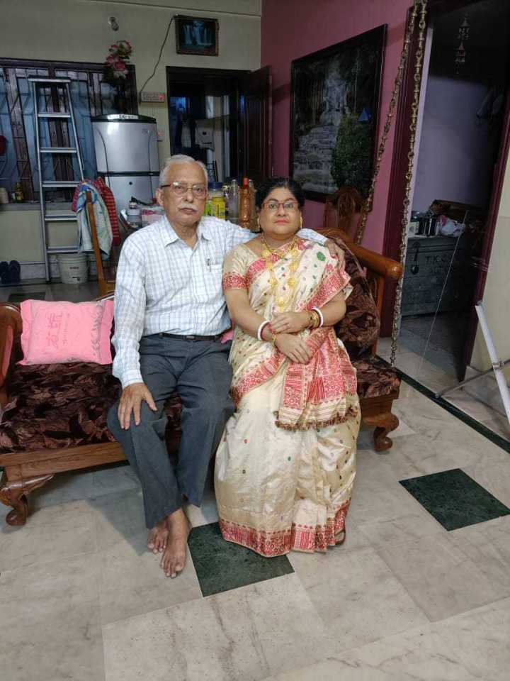 Tapas Sandilya with the £2,500 model of his late wife Indrani