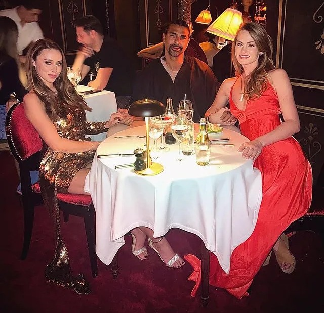 Una Healy, David Haye and Sian Rose at dinner