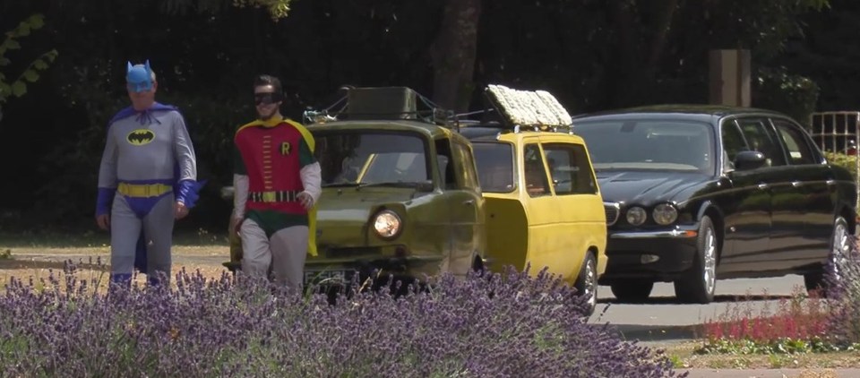 Only Fools and Horses superfan Eddie Joyce was laid to rest in a Reliant Regal hearse with funeral staff dressed as Batman and Robin