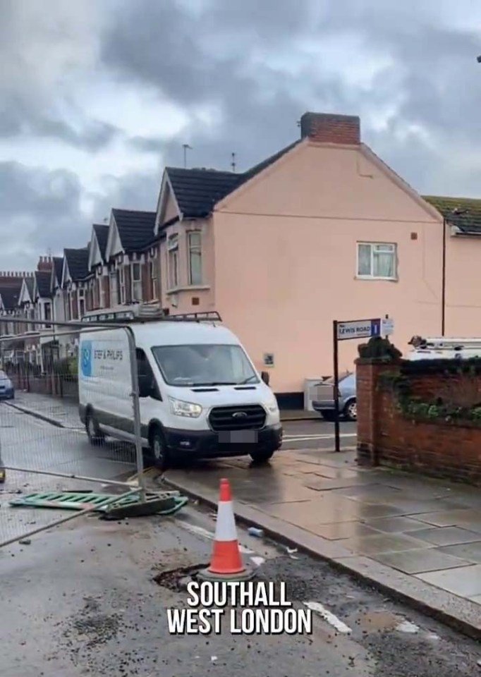 A van making its way over the path before a heated exchange with the cameraman