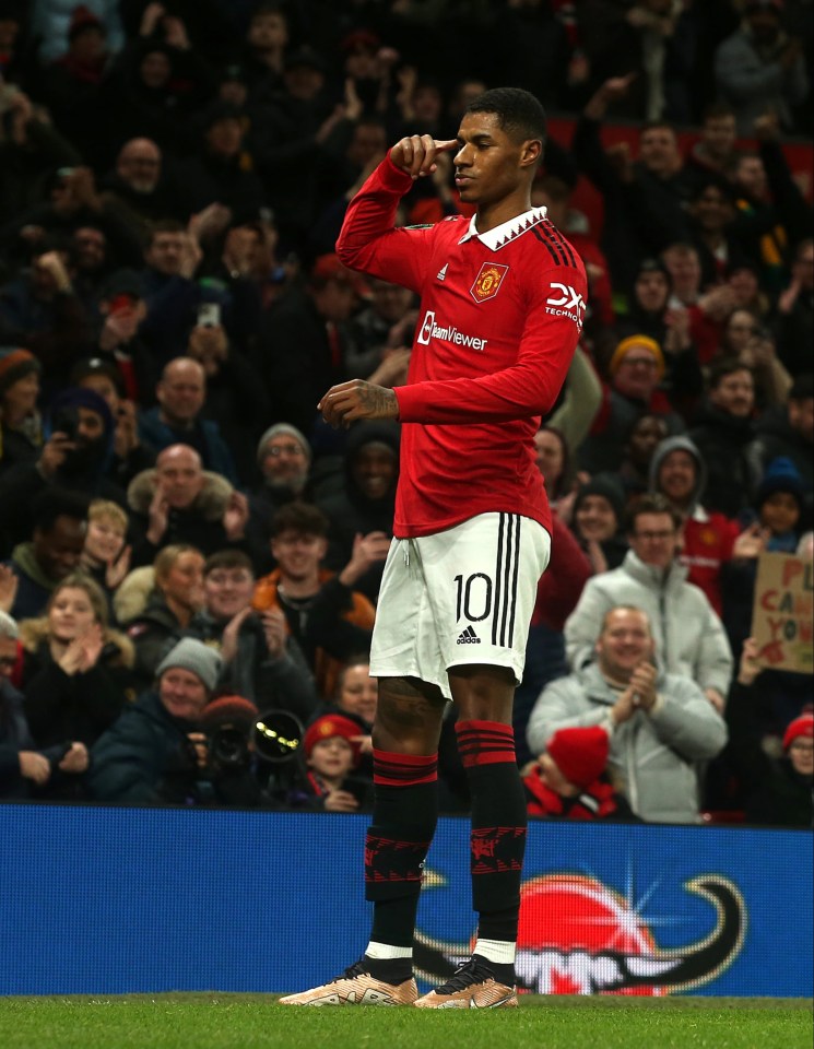 Marcus Rashford has been celebrating by pointing at his head when he scores for Manchester United