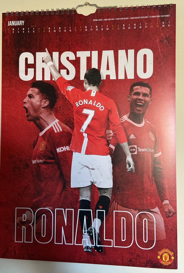 Ronaldo is also on a different calendar being sold by the club