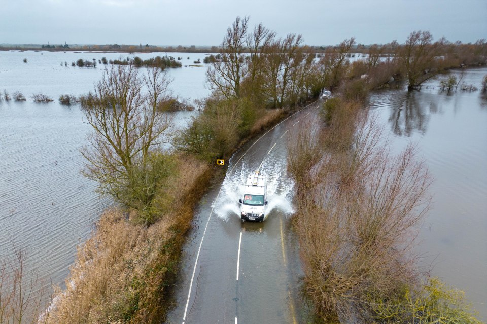 Roads were closed in both Cambridgeshire and Norfolk because of rising flood levels yesterday