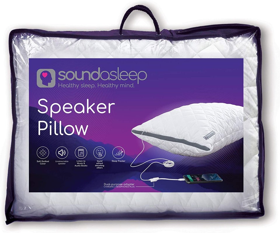 This pillow has a speaker inside which allows you to play music or audiobooks