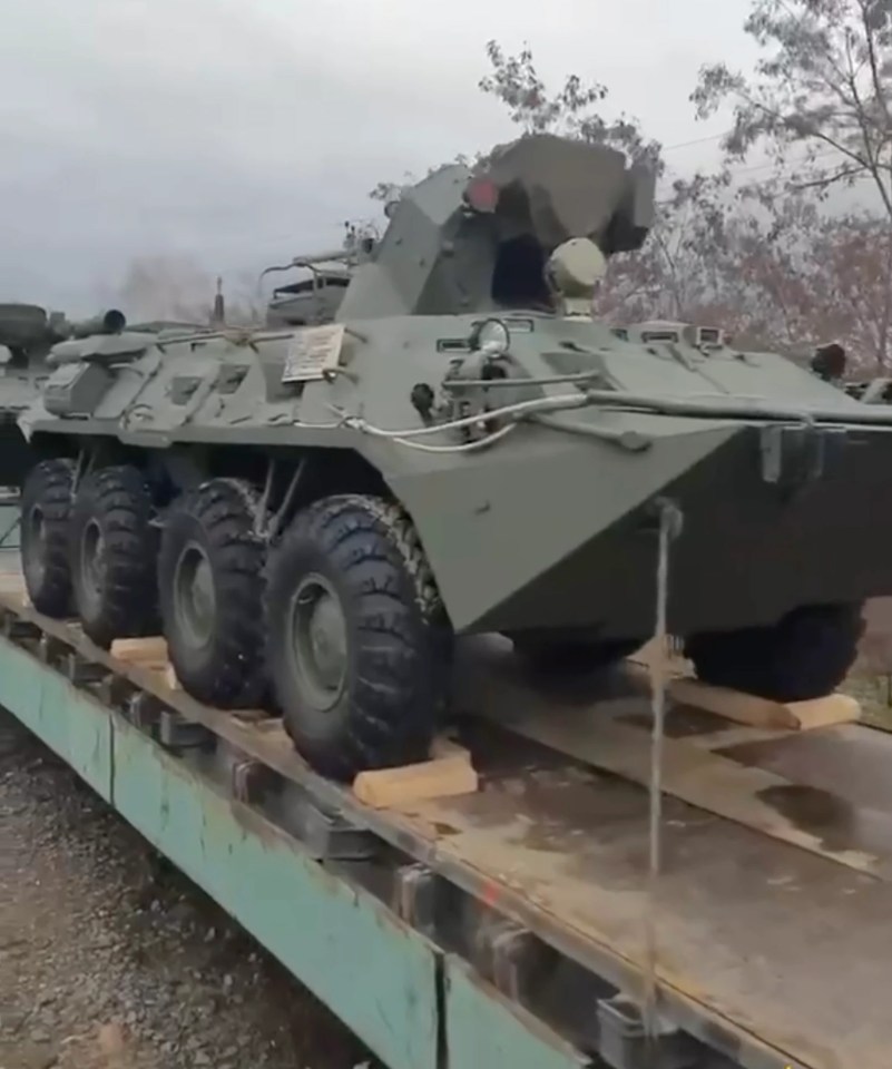 Footage shows BTR-82A armoured personnel carriers arrive in Belarus from Russia