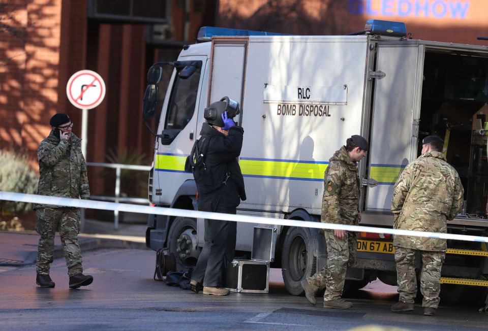 A bomb disposal unit at St James’s Hospital, Leeds