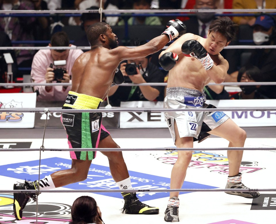 Floyd Mayweather, pictured against Mikuru Asakura, is raking it in from his exhibitions