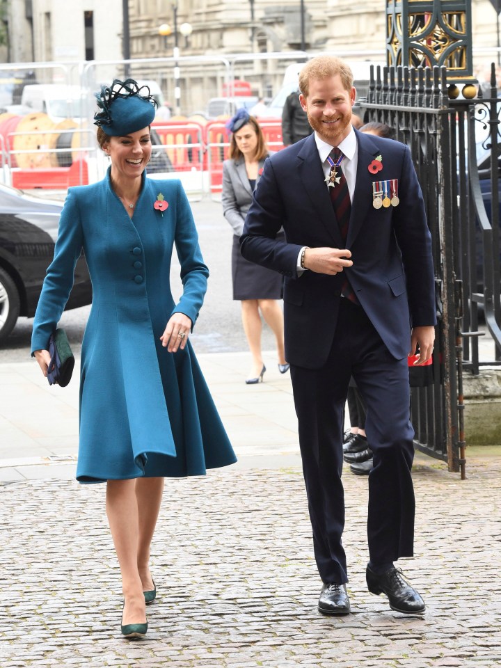 Princess Kate and Prince Harry laugh in 2019