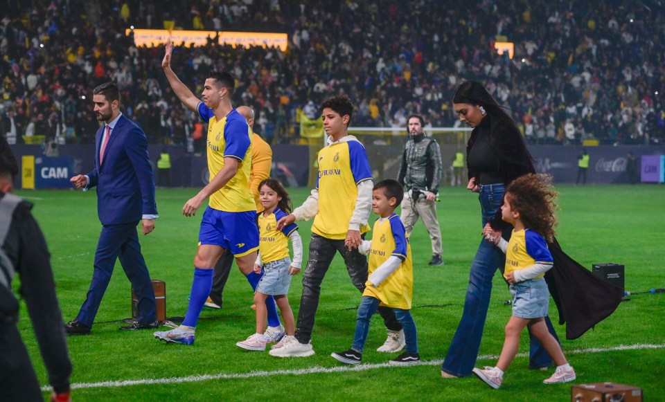 The Portuguese superstar was joined by his partner Georgina Rodriguez and his kids at his official unveiling