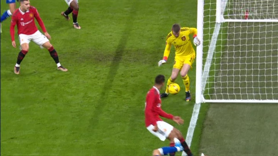 The Utd keeper allowed this cross through his legs for Coady to slide home