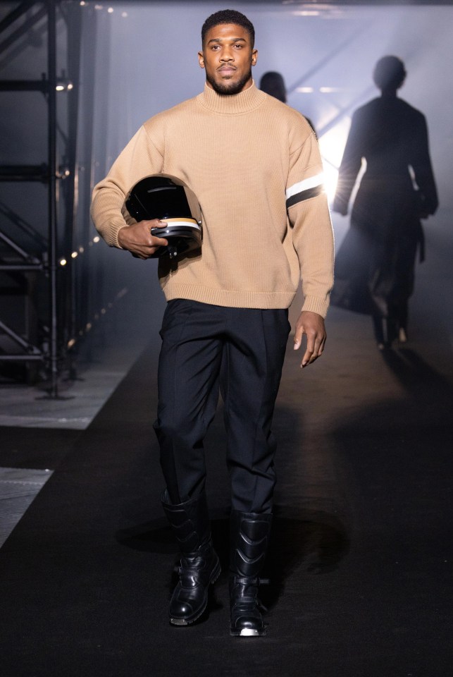 Anthony Joshua walks the runway of the Boss Fashion Show