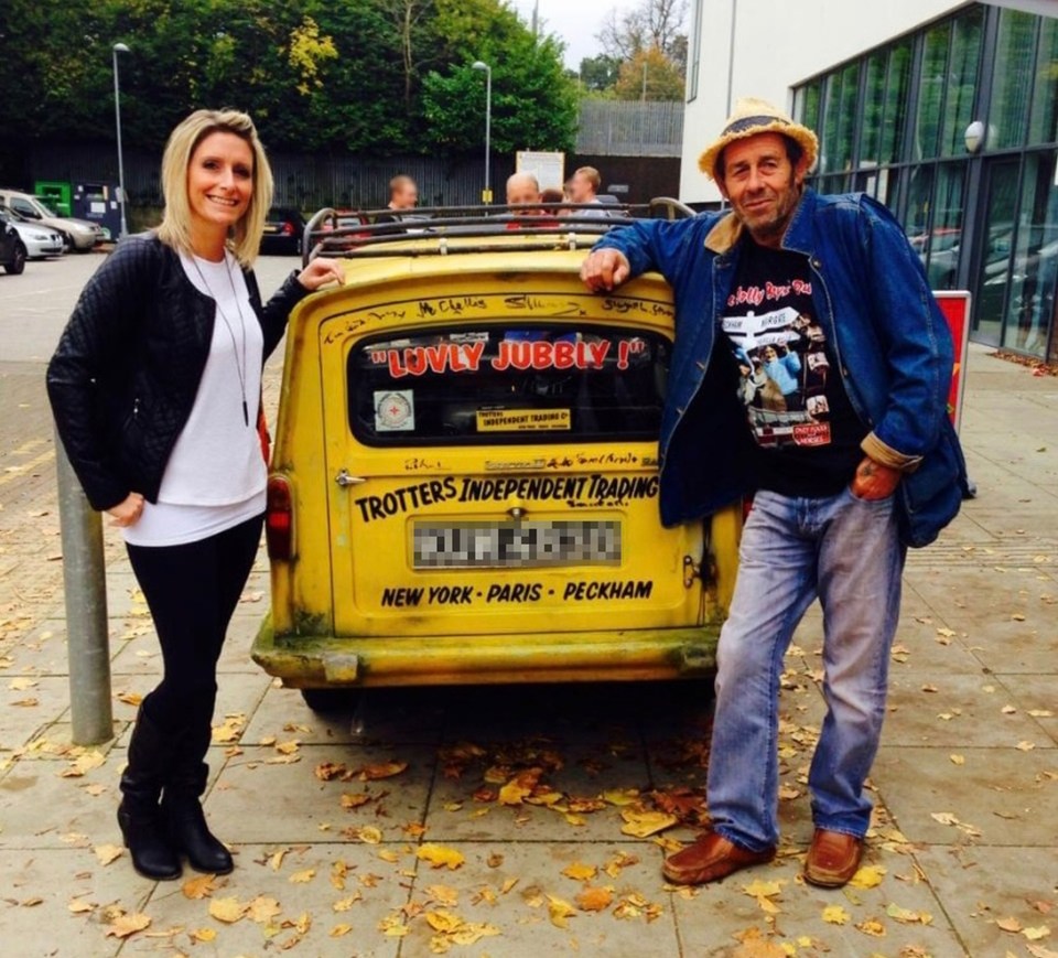 Eddie with his daughter Zoe next to the Only Fools themed motor