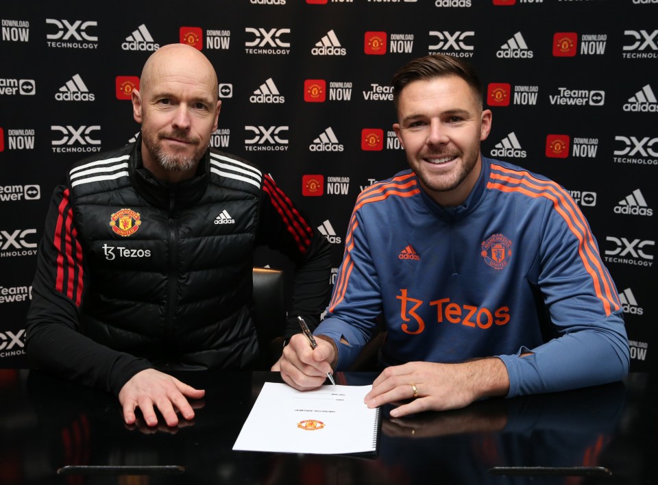 Erik ten Hag pictured with Jack Butland