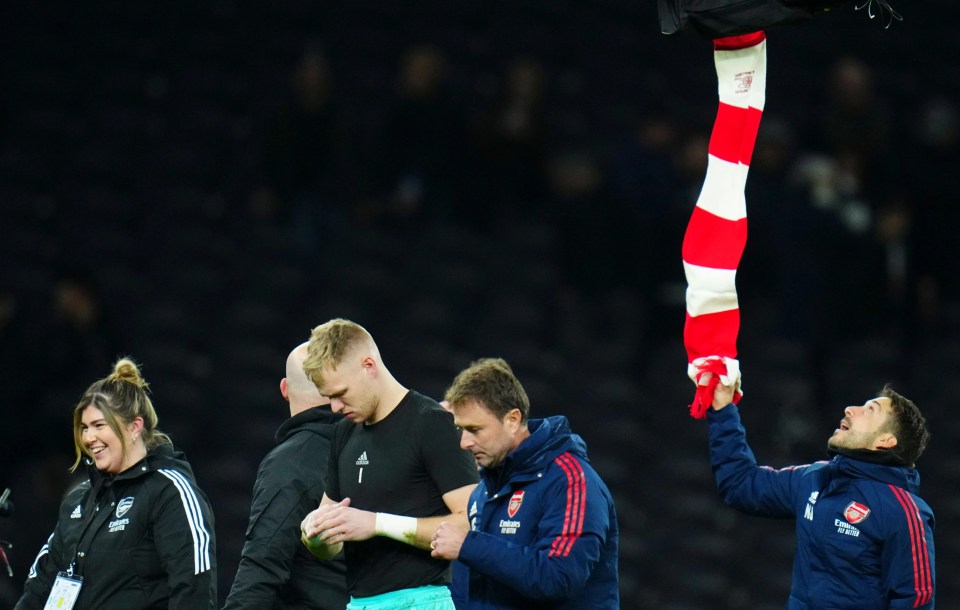 He hoisted it up into the air after the derby win