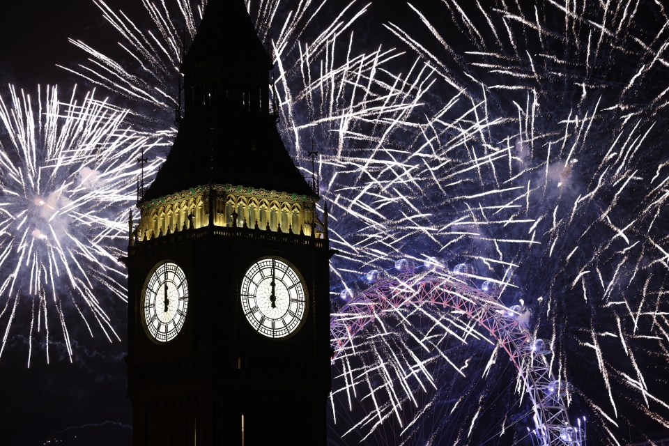 Fireworks lit up the sky as Big Ben bonged for midnight