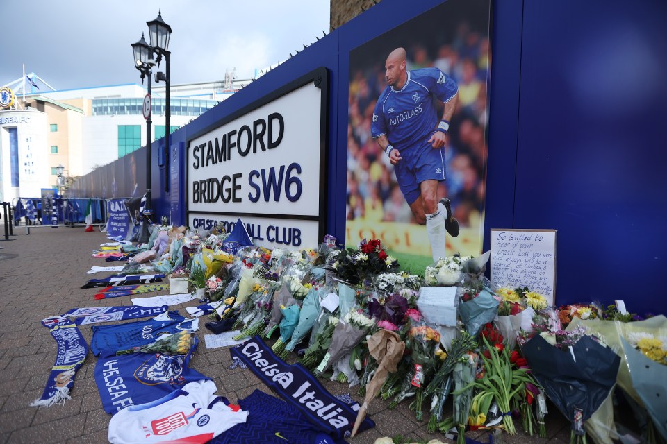 Chelsea legend John Terry joined fans for tributes outside the stadium