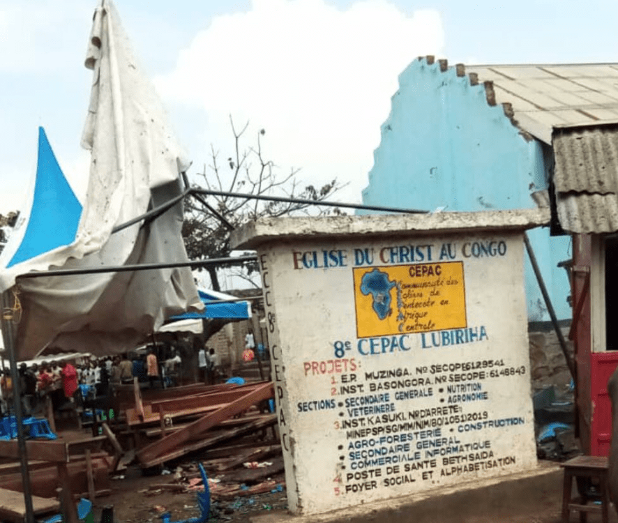 The church service was taking place under an awning when the bomb exploded