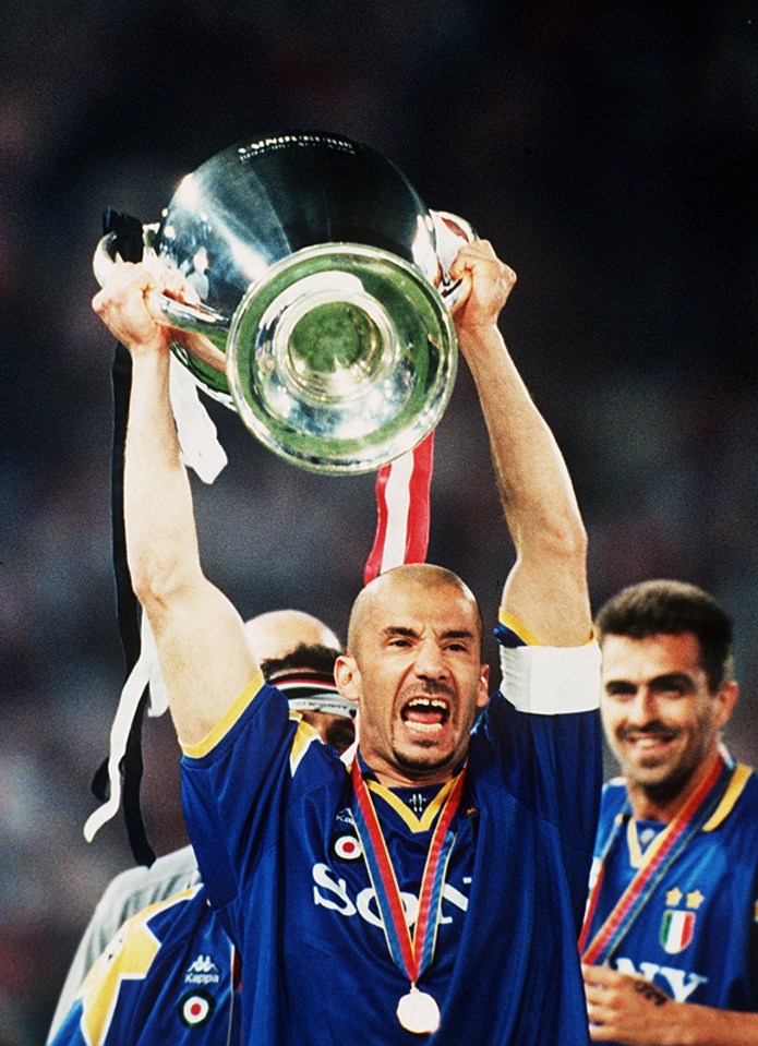 The football star pictured celebrating Juventus’ Champions League victory in 1996