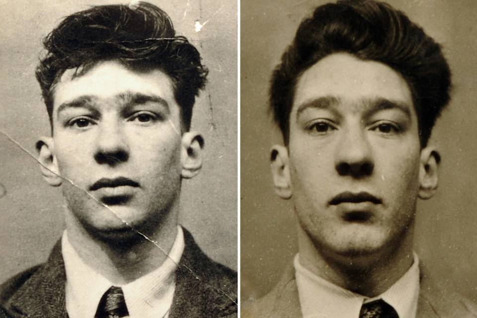 Early police mugshots of Ronnie and Reggie Kray