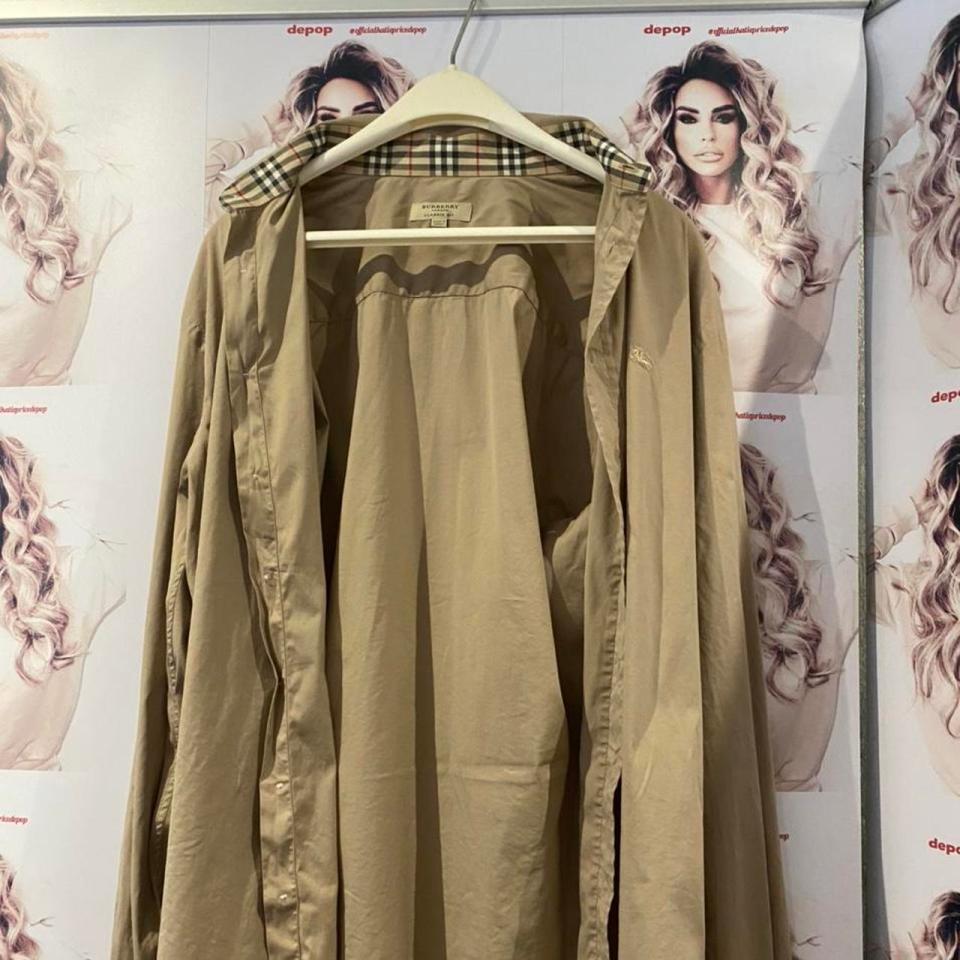 The star is flogging a used Burberry men's shirt via the online market place