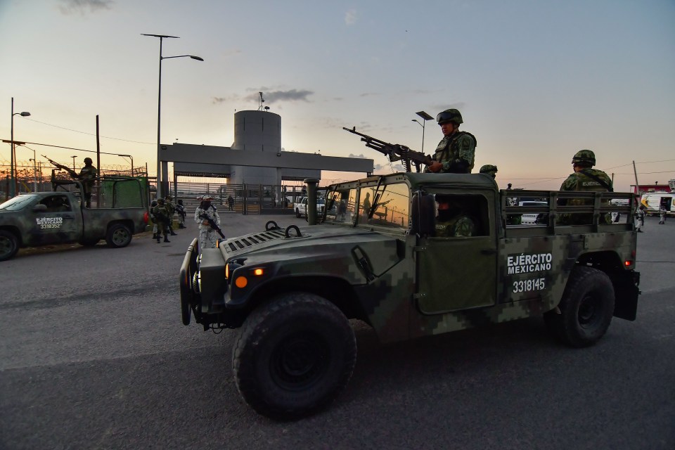 The Mexican Army protect a federal security base today