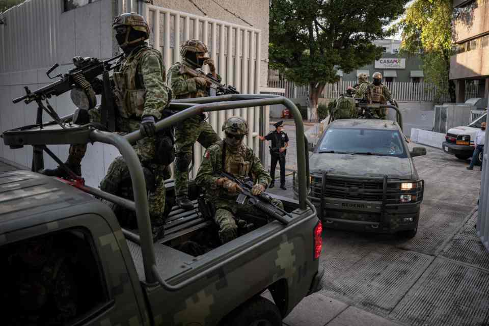 Armoured vehicles roll out into the streets in Mexico