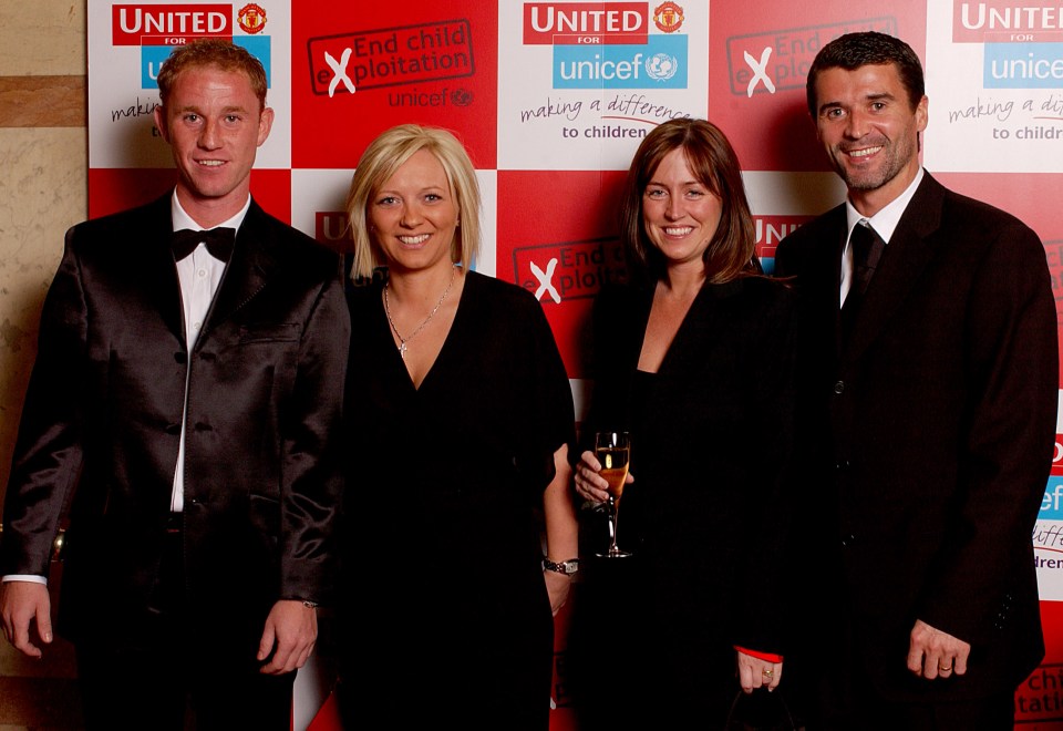 Nicky Butt, his partner Shelley, Theresa and Roy Keane in 2003