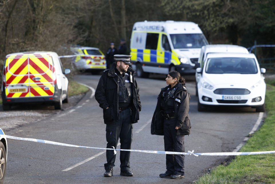 Officers have cordoned off the approach to the horror scene, where the 28-year-old Londoner was fatally attacked