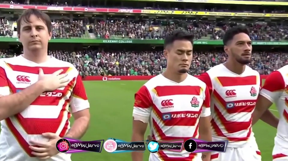 Jarvis joined the Japanese rugby team for their national anthem in 2021