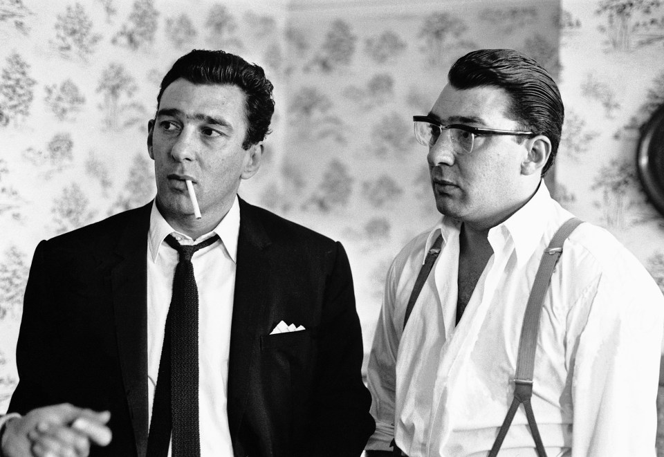 Reg & Ron photographed after spending 36 hours helping the police with their enquiries Into the murder Of George Cornell