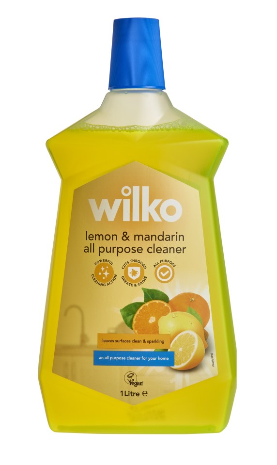 But you can clean up with Wilko’s lemon and mandarin all-purpose cleaner for £1.