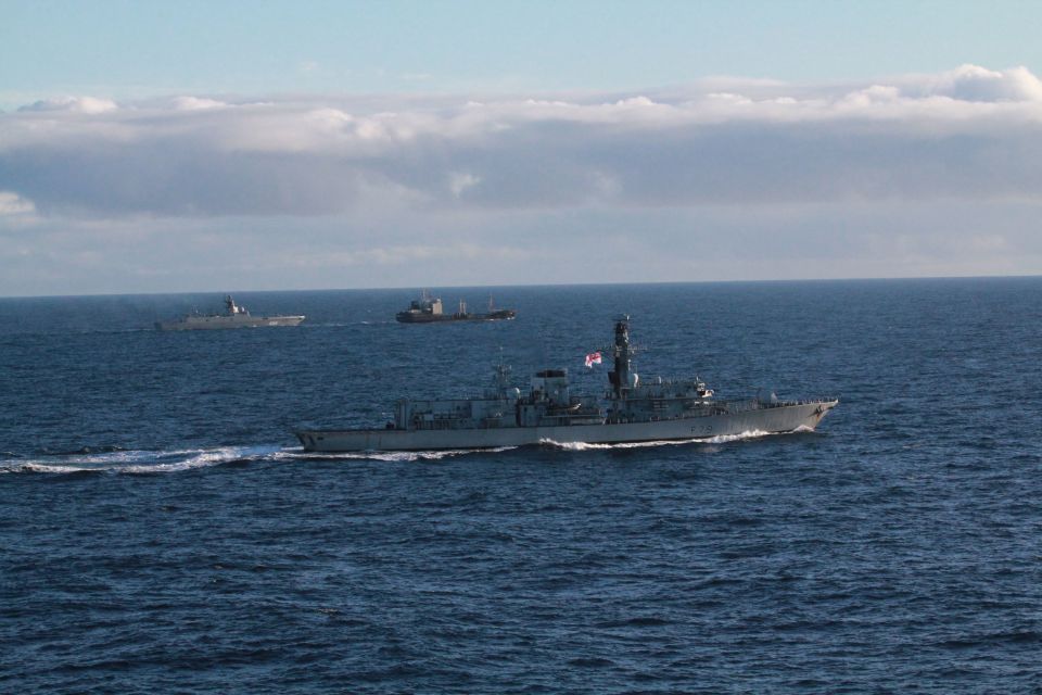 The Royal Navy tracked the two Russian ships as the sailed close to the UK on January 11